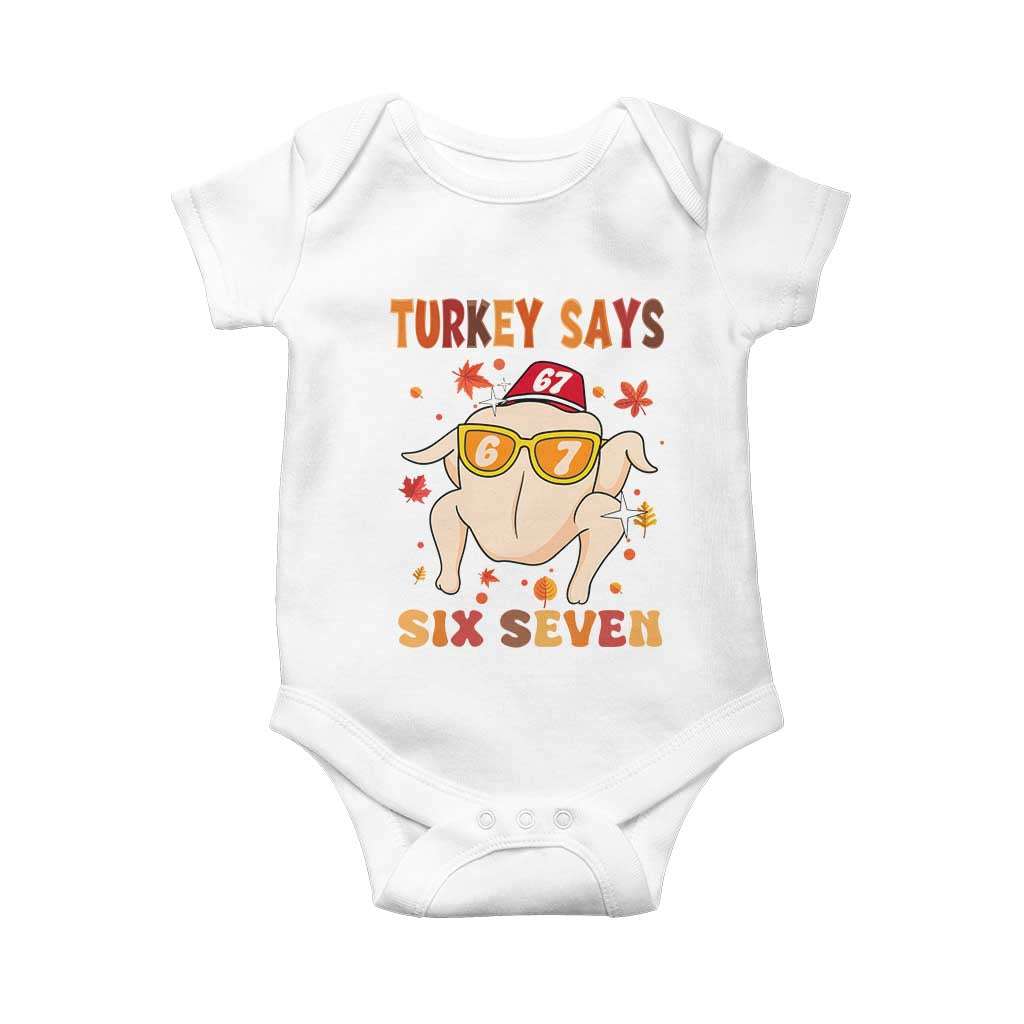 Turkey Says Six Seven Baby Onesie Funny Thanksgiving Meme Gift - Wonder Print Shop
