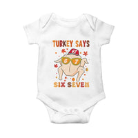 Turkey Says Six Seven Baby Onesie Funny Thanksgiving Meme Gift - Wonder Print Shop