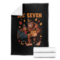 Six Seven Meme Bigfoot And Turkey Throw Blanket Funny Thanksgiving Gift - Wonder Print Shop
