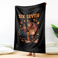 Six Seven Meme Bigfoot And Turkey Throw Blanket Funny Thanksgiving Gift - Wonder Print Shop