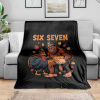 Six Seven Meme Bigfoot And Turkey Throw Blanket Funny Thanksgiving Gift - Wonder Print Shop