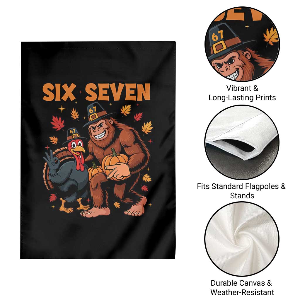 Six Seven Meme Bigfoot And Turkey Garden Flag Funny Thanksgiving Gift - Wonder Print Shop