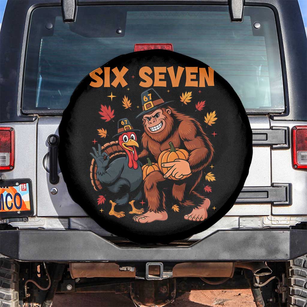 Six Seven Meme Bigfoot And Turkey Spare Tire Cover Funny Thanksgiving Gift - Wonder Print Shop