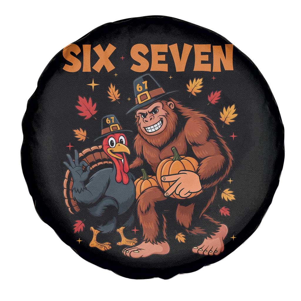 Six Seven Meme Bigfoot And Turkey Spare Tire Cover Funny Thanksgiving Gift - Wonder Print Shop