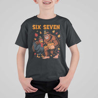 Six Seven Meme Bigfoot And Turkey T Shirt For Kid Funny Thanksgiving Gift - Wonder Print Shop
