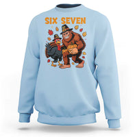 Six Seven Meme Bigfoot And Turkey Sweatshirt Funny Thanksgiving Gift - Wonder Print Shop