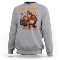 Six Seven Meme Bigfoot And Turkey Sweatshirt Funny Thanksgiving Gift - Wonder Print Shop