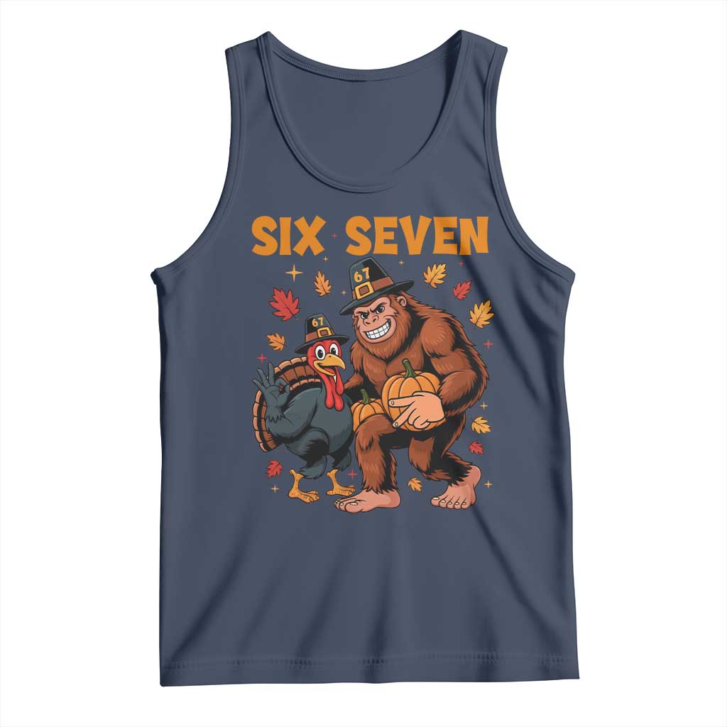 Six Seven Meme Bigfoot And Turkey Tank Top Funny Thanksgiving Gift - Wonder Print Shop