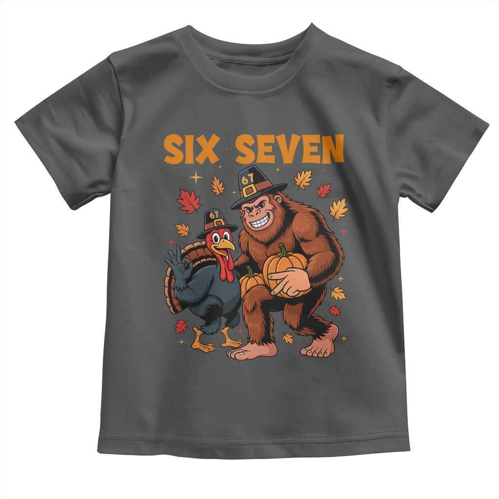 Six Seven Meme Bigfoot And Turkey Toddler T Shirt Funny Thanksgiving Gift - Wonder Print Shop