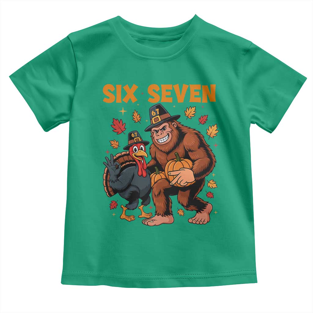 Six Seven Meme Bigfoot And Turkey Toddler T Shirt Funny Thanksgiving Gift - Wonder Print Shop