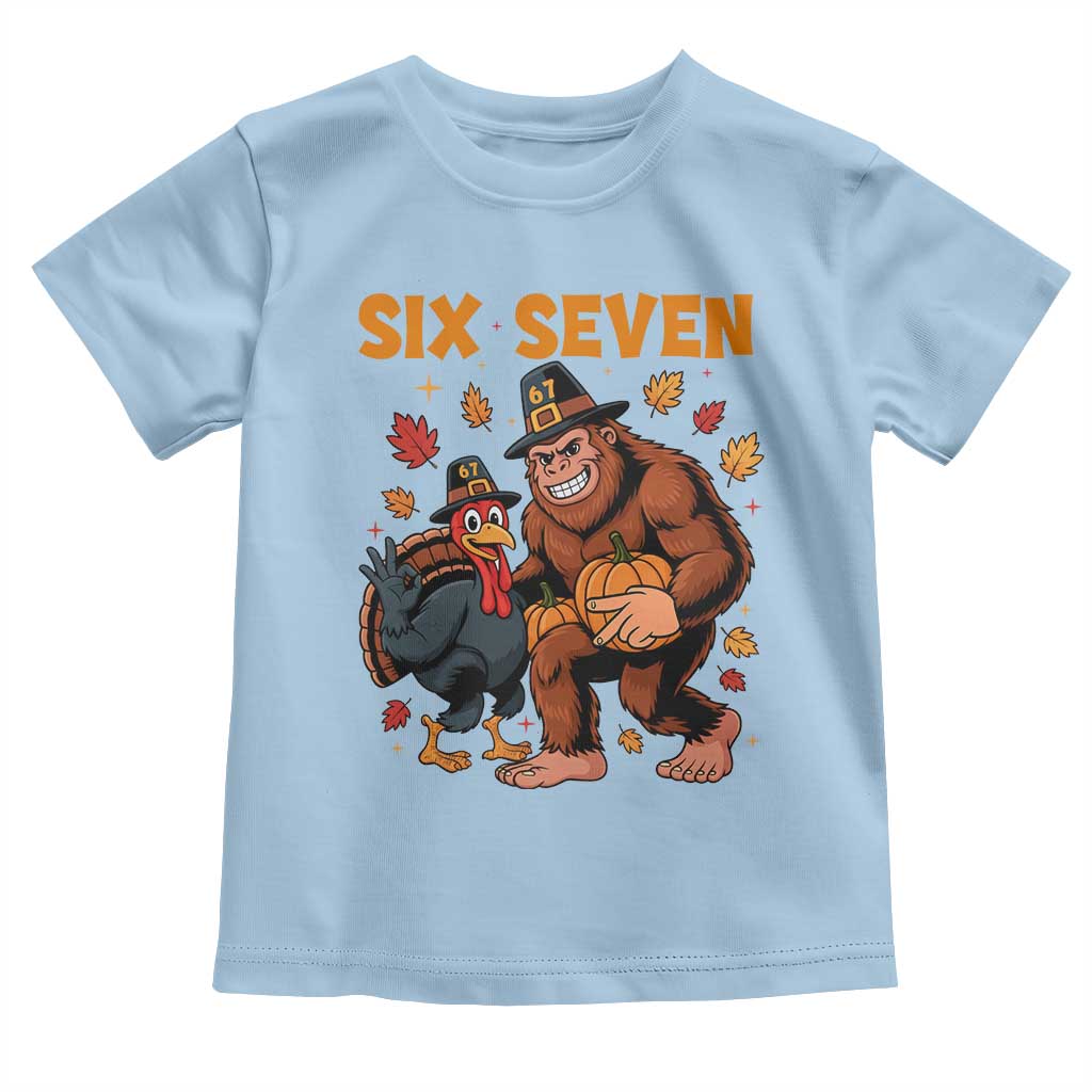 Six Seven Meme Bigfoot And Turkey Toddler T Shirt Funny Thanksgiving Gift - Wonder Print Shop