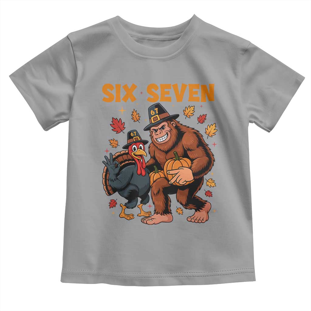 Six Seven Meme Bigfoot And Turkey Toddler T Shirt Funny Thanksgiving Gift - Wonder Print Shop