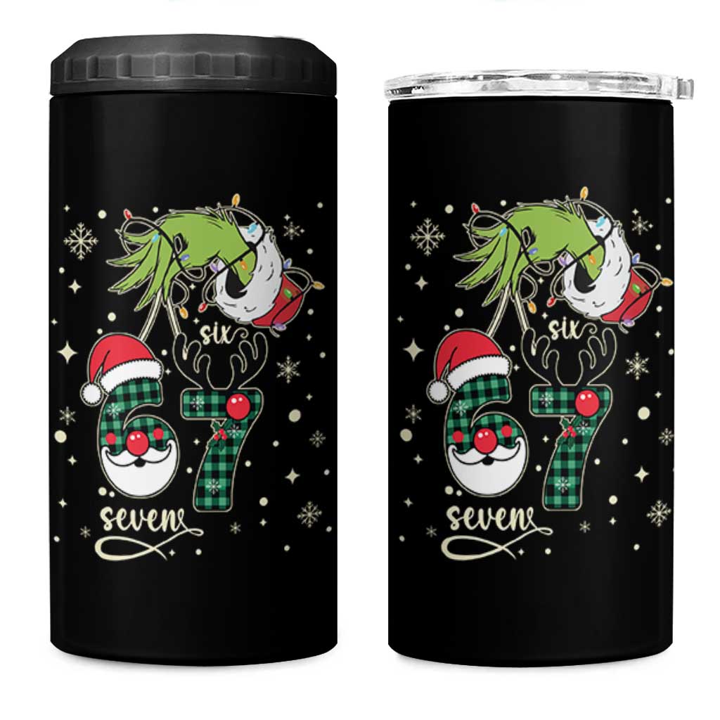 Funny Green Hand Six Seven Meme 4 in 1 Can Cooler Tumbler Gen Z Alpha Xmas Gift - Wonder Print Shop