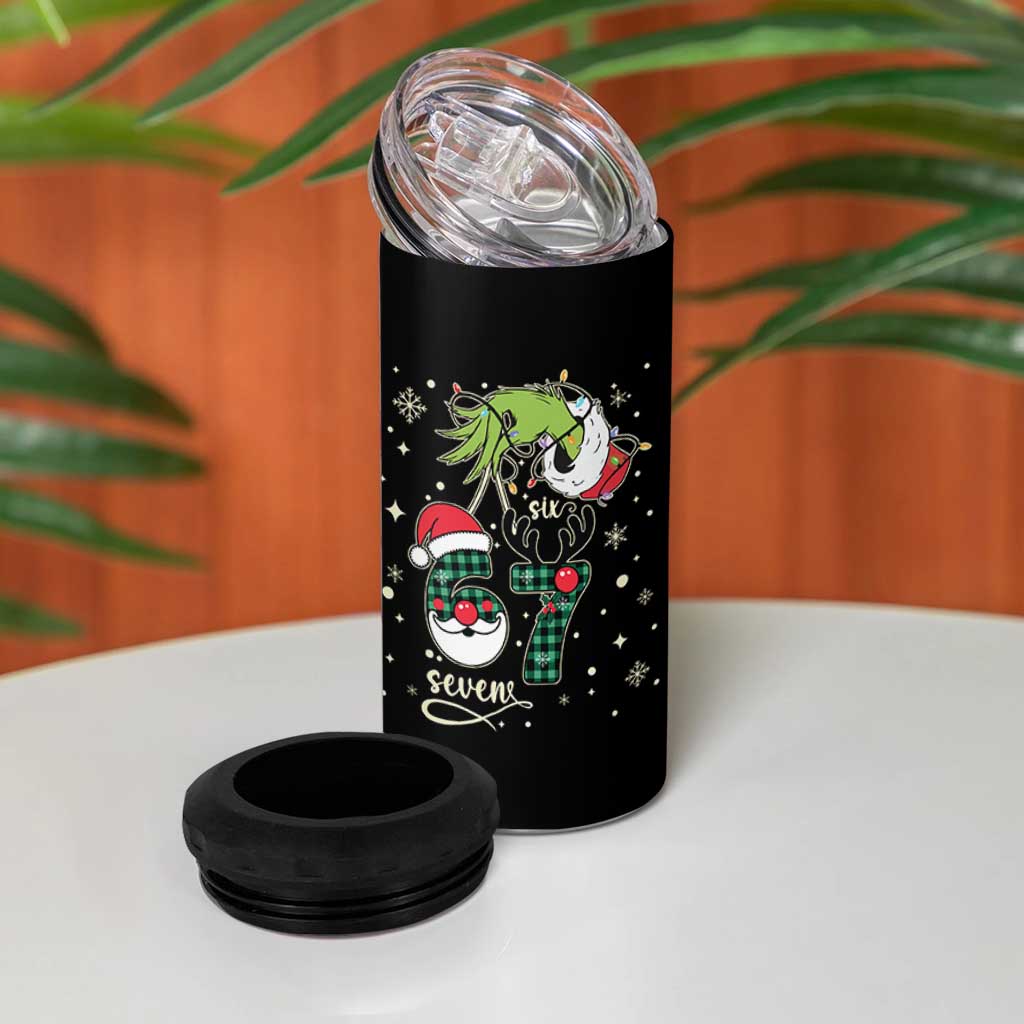 Funny Green Hand Six Seven Meme 4 in 1 Can Cooler Tumbler Gen Z Alpha Xmas Gift - Wonder Print Shop