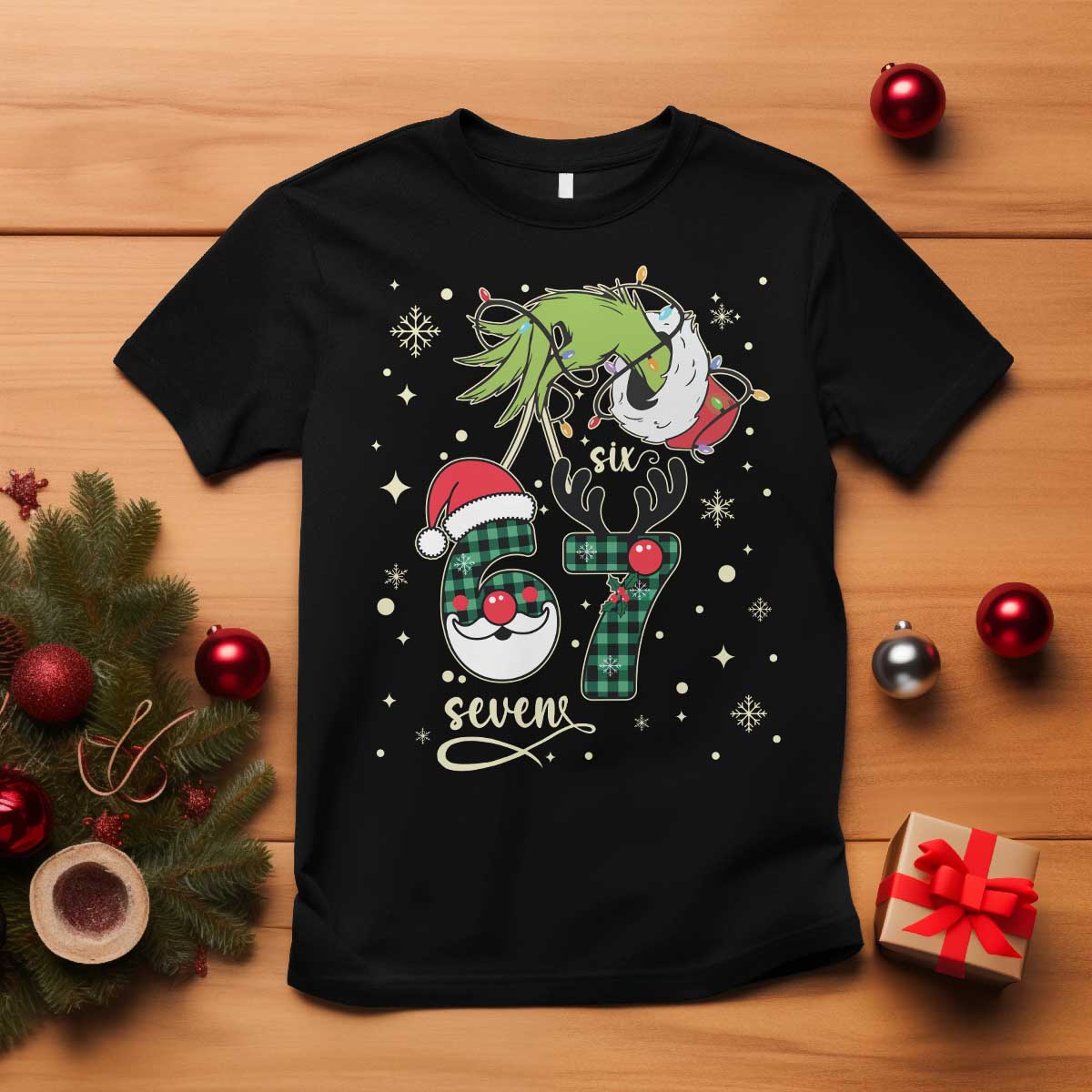 Funny Green Hand Six Seven Meme T Shirt Gen Z Alpha Xmas Gift - Wonder Print Shop