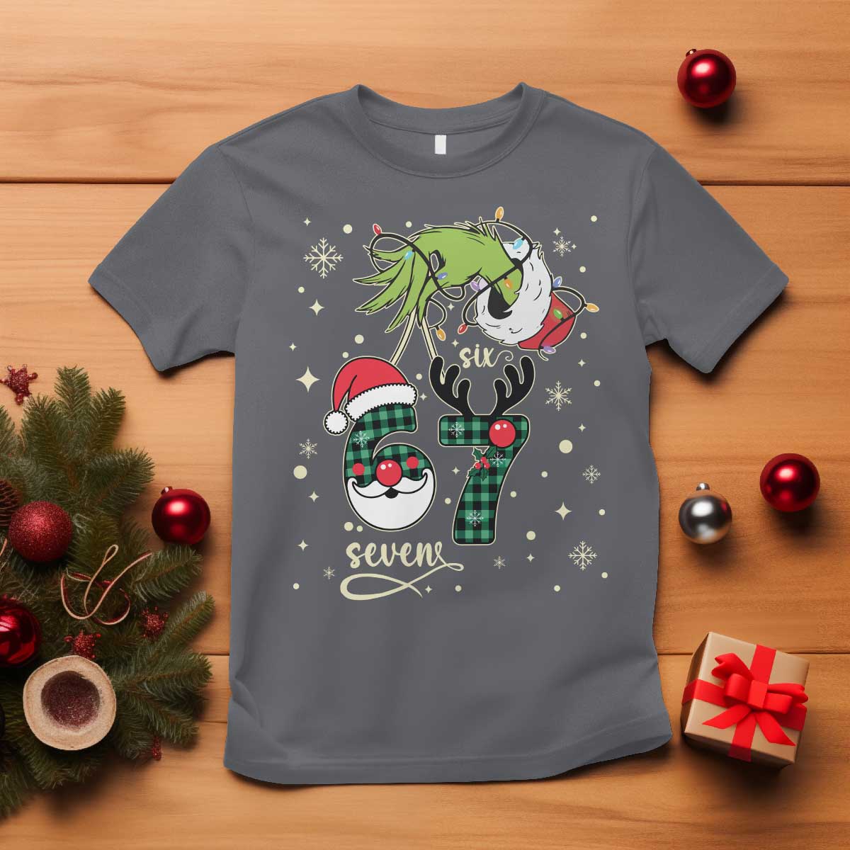 Funny Green Hand Six Seven Meme T Shirt Gen Z Alpha Xmas Gift - Wonder Print Shop
