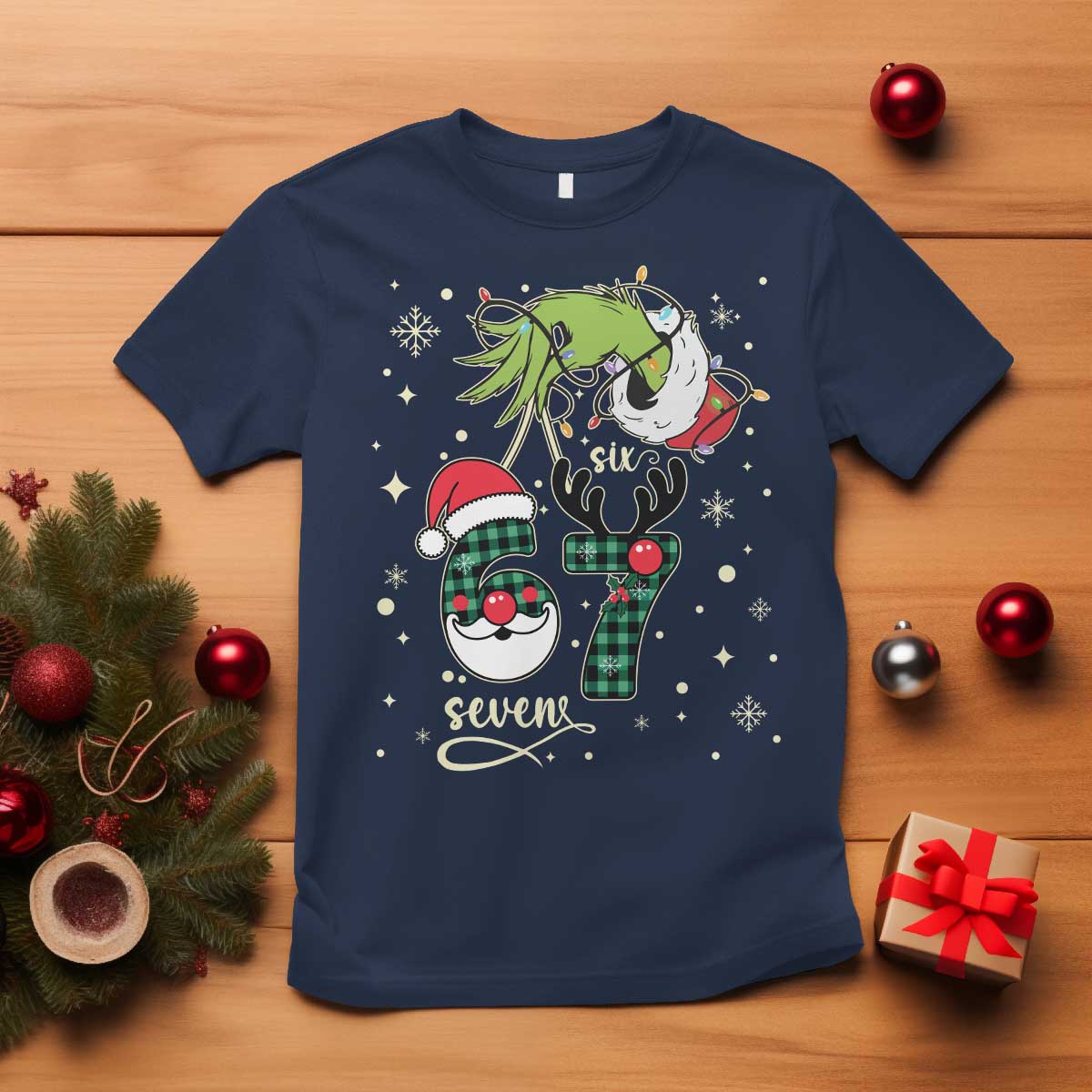 Funny Green Hand Six Seven Meme T Shirt Gen Z Alpha Xmas Gift - Wonder Print Shop