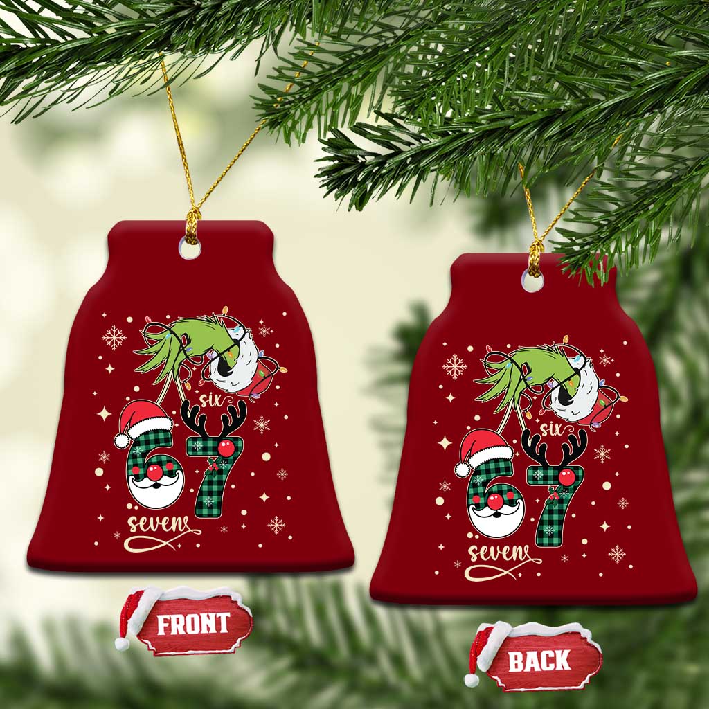 Funny Green Hand Six Seven Meme Ceramic Ornament Gen Z Alpha Xmas Gift - Wonder Print Shop