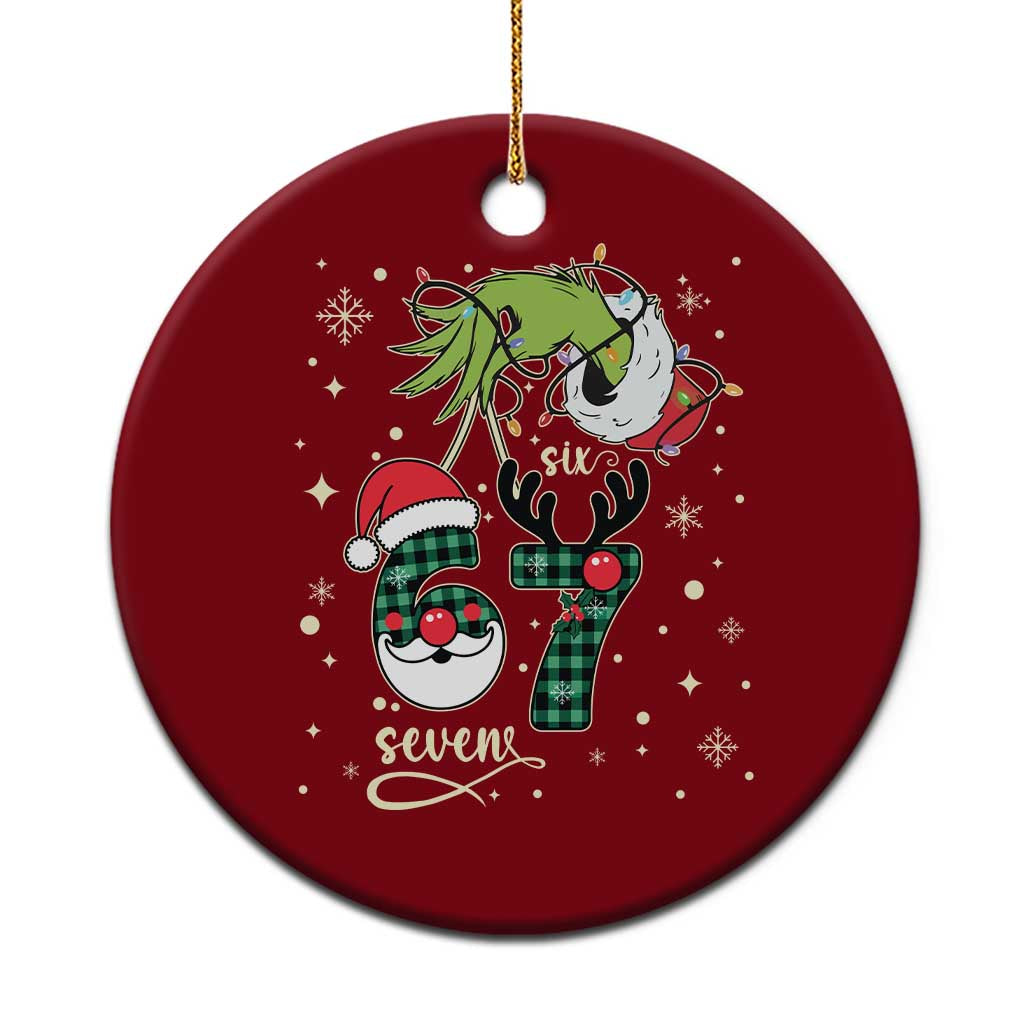 Funny Green Hand Six Seven Meme Ceramic Ornament Gen Z Alpha Xmas Gift - Wonder Print Shop