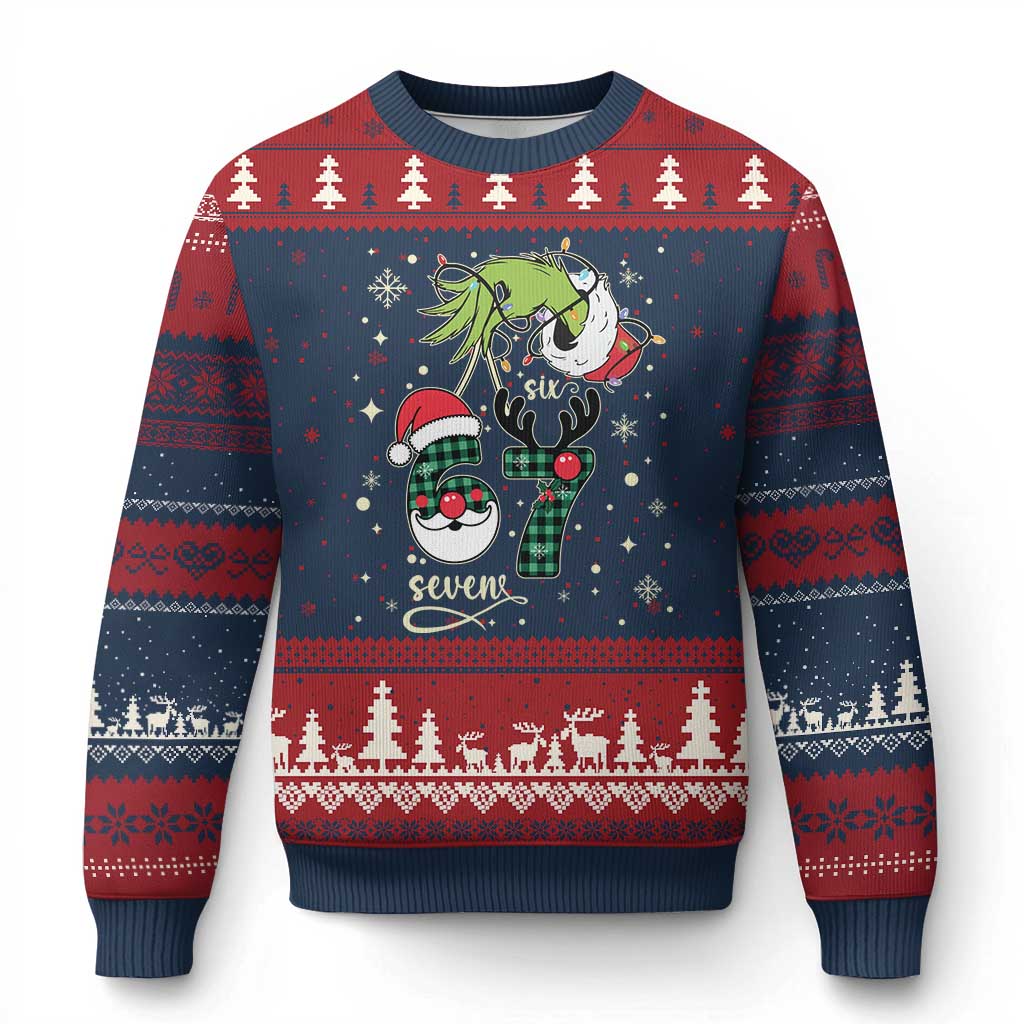 Funny Green Hand Six Seven Meme Ugly Christmas Sweater Gen Z Alpha Xmas Gift - Wonder Print Shop