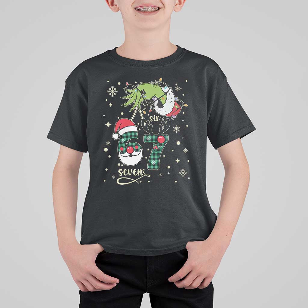 Funny Green Hand Six Seven Meme T Shirt For Kid Gen Z Alpha Xmas Gift - Wonder Print Shop