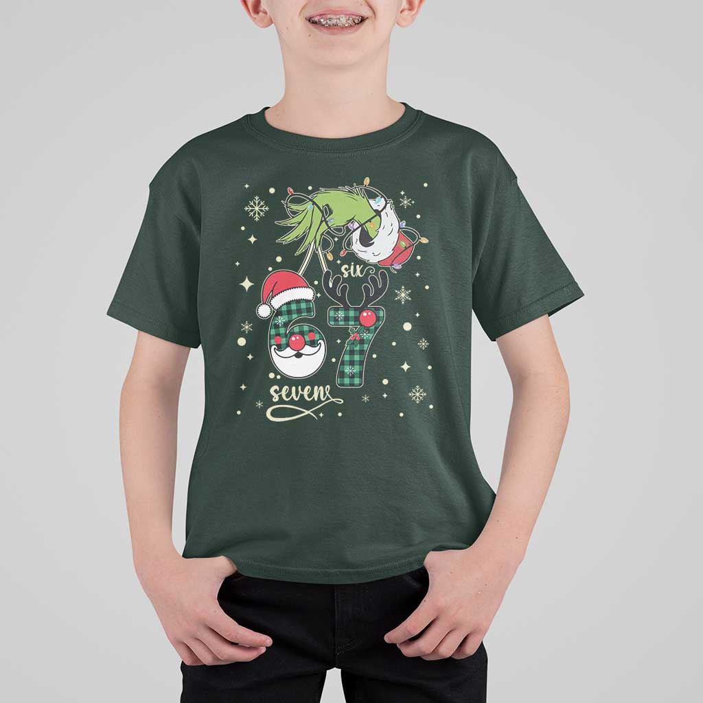 Funny Green Hand Six Seven Meme T Shirt For Kid Gen Z Alpha Xmas Gift - Wonder Print Shop