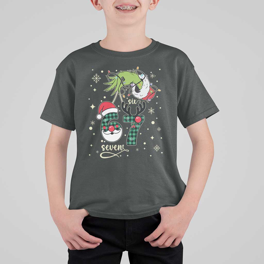 Funny Green Hand Six Seven Meme T Shirt For Kid Gen Z Alpha Xmas Gift - Wonder Print Shop
