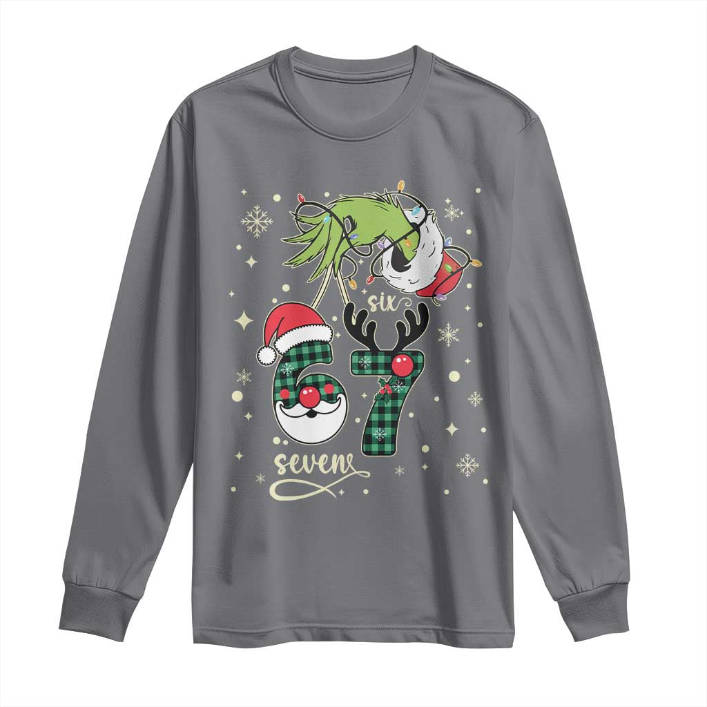 Funny Green Hand Six Seven Meme Long Sleeve Shirt Gen Z Alpha Xmas Gift - Wonder Print Shop