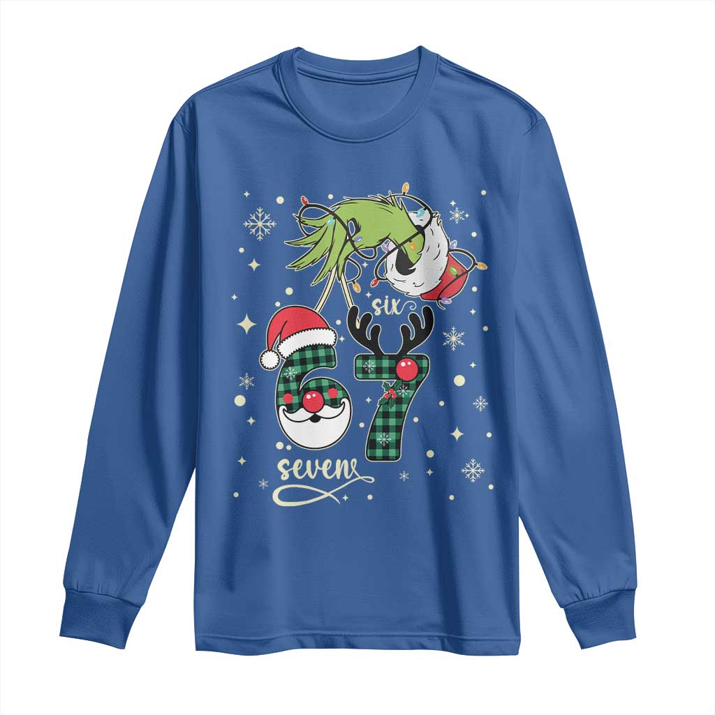 Funny Green Hand Six Seven Meme Long Sleeve Shirt Gen Z Alpha Xmas Gift - Wonder Print Shop