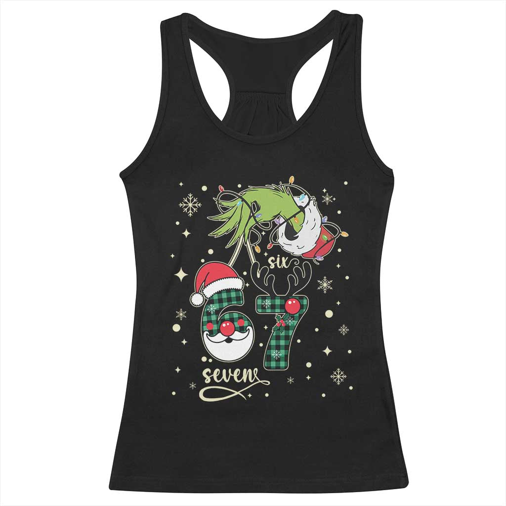 Funny Green Hand Six Seven Meme Racerback Tank Top Gen Z Alpha Xmas Gift - Wonder Print Shop