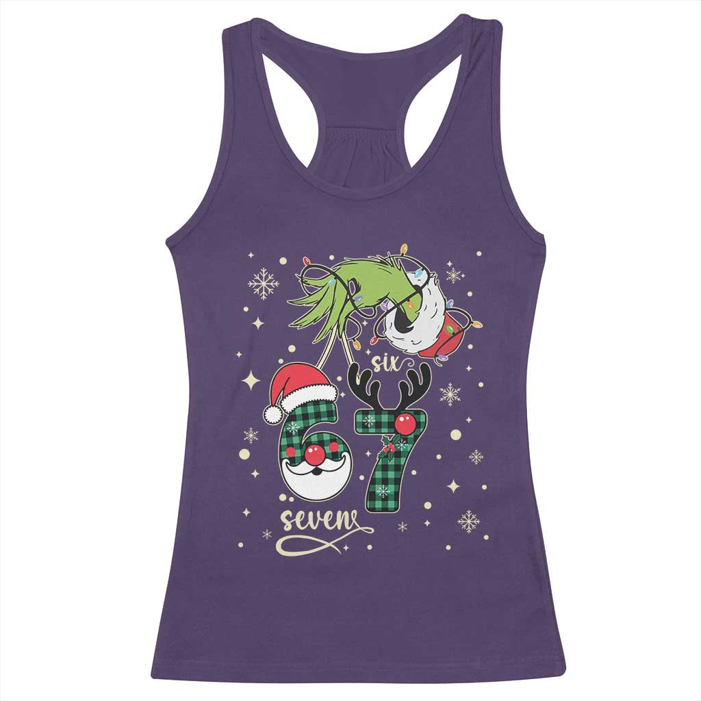 Funny Green Hand Six Seven Meme Racerback Tank Top Gen Z Alpha Xmas Gift - Wonder Print Shop