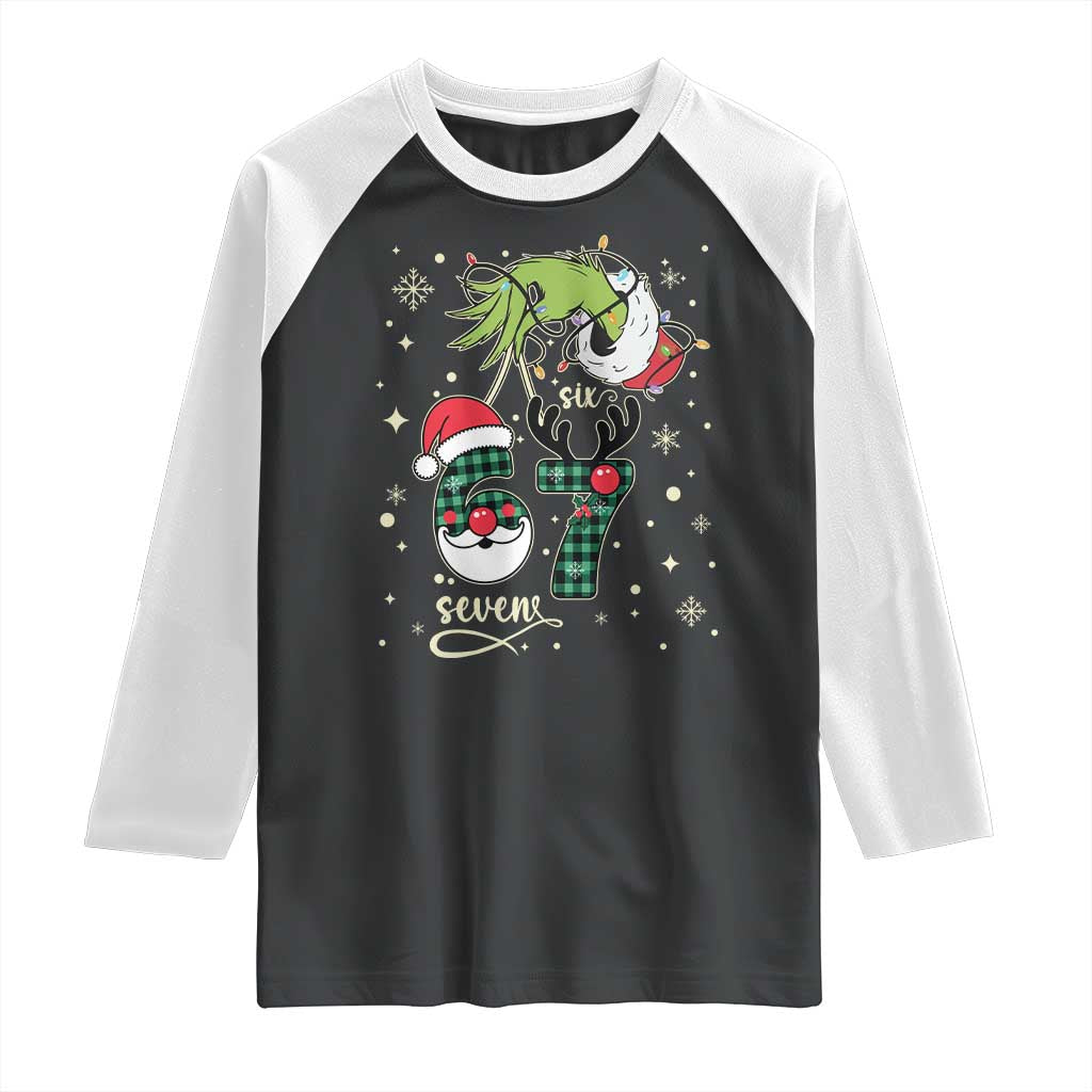 Funny Green Hand Six Seven Meme Raglan Shirt Gen Z Alpha Xmas Gift - Wonder Print Shop