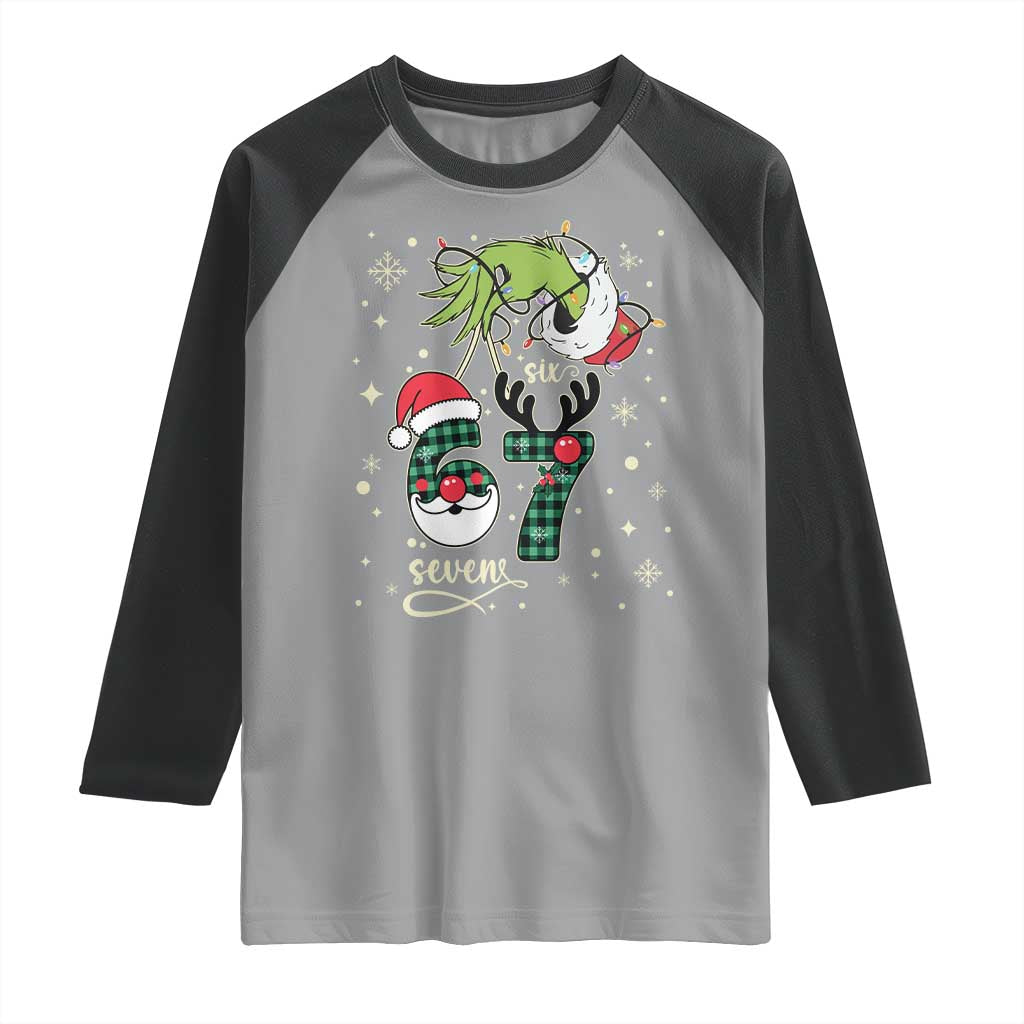 Funny Green Hand Six Seven Meme Raglan Shirt Gen Z Alpha Xmas Gift - Wonder Print Shop