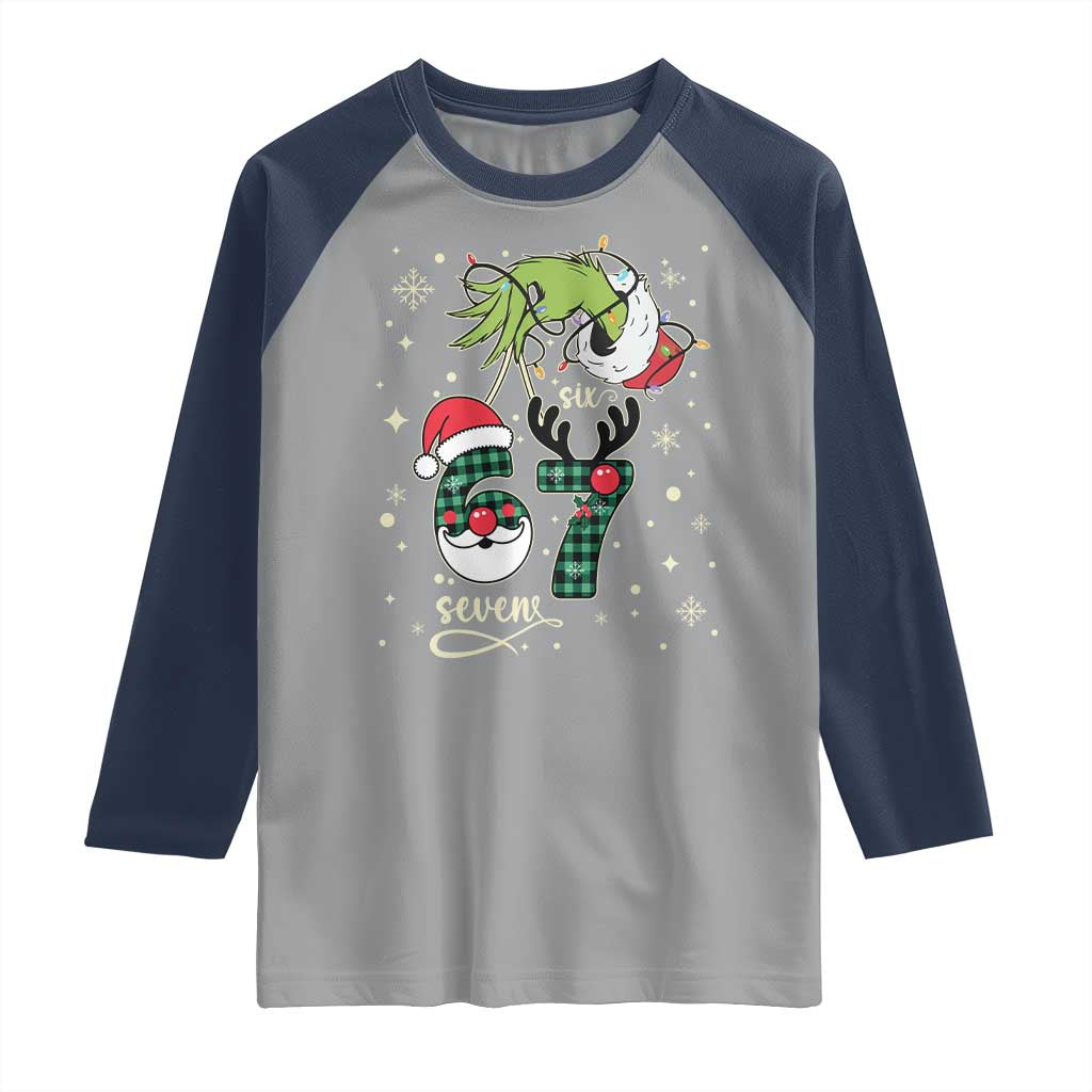 Funny Green Hand Six Seven Meme Raglan Shirt Gen Z Alpha Xmas Gift - Wonder Print Shop