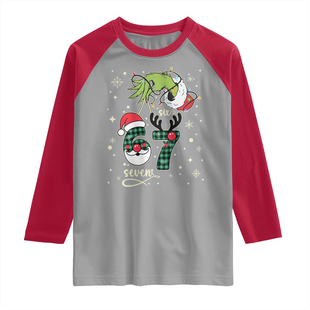 Funny Green Hand Six Seven Meme Raglan Shirt Gen Z Alpha Xmas Gift - Wonder Print Shop