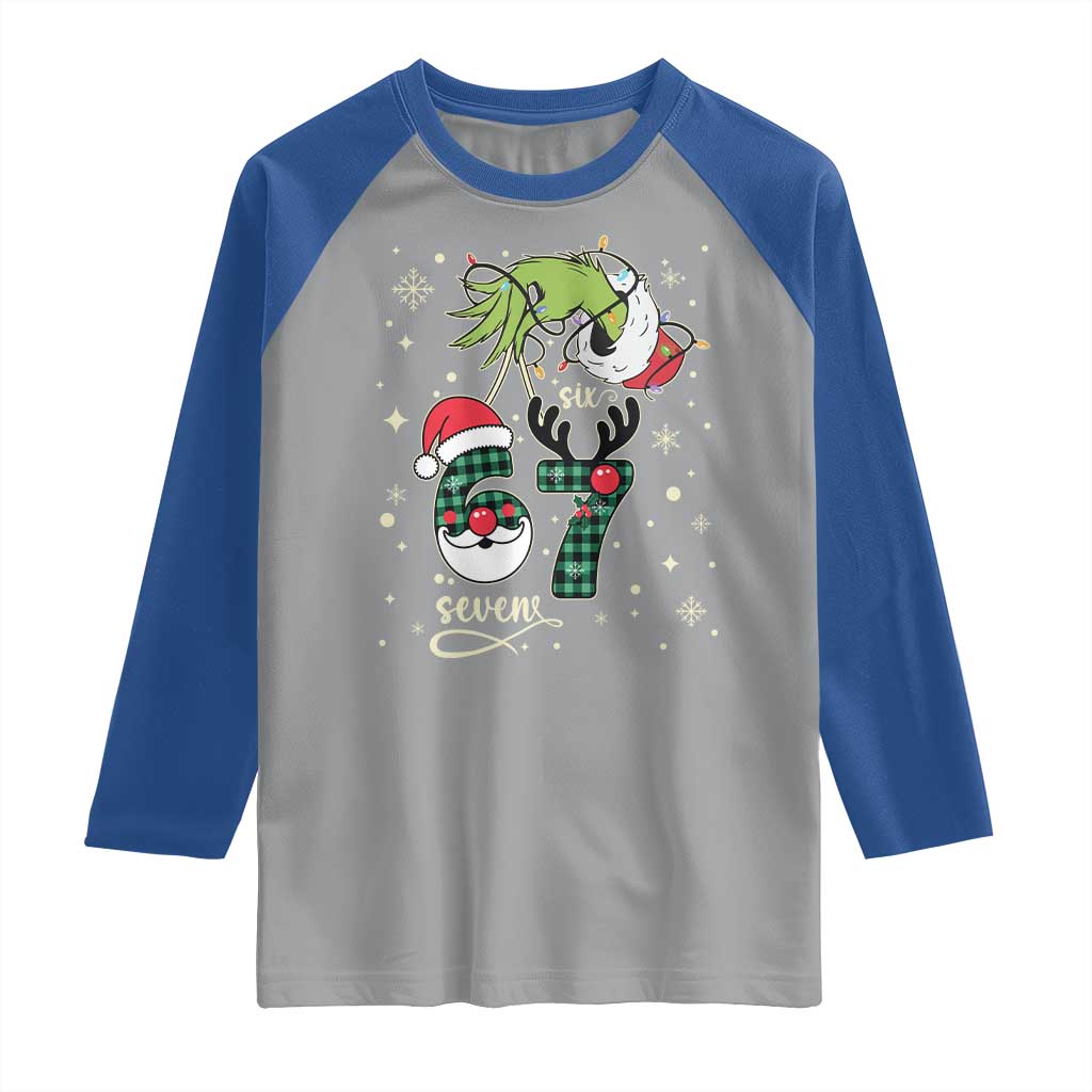 Funny Green Hand Six Seven Meme Raglan Shirt Gen Z Alpha Xmas Gift - Wonder Print Shop