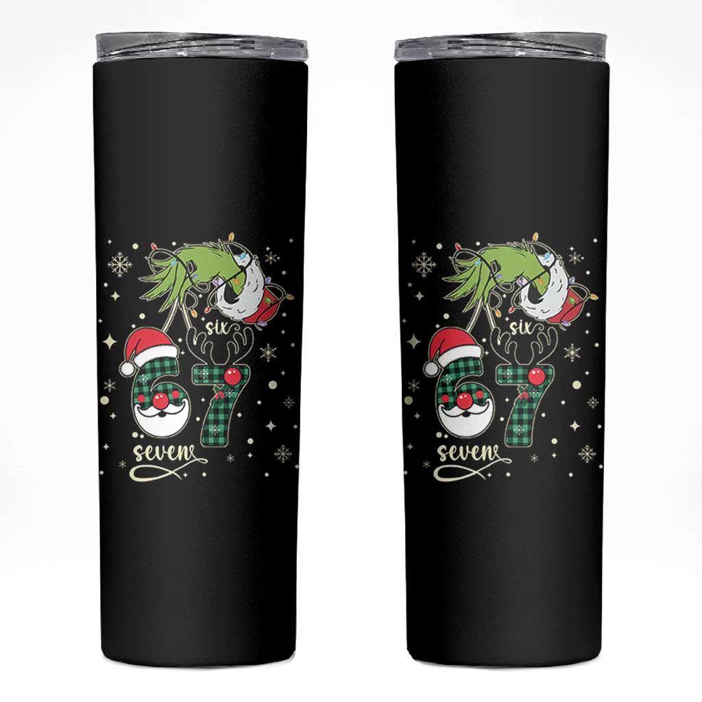 Funny Green Hand Six Seven Meme Skinny Tumbler Gen Z Alpha Xmas Gift - Wonder Print Shop