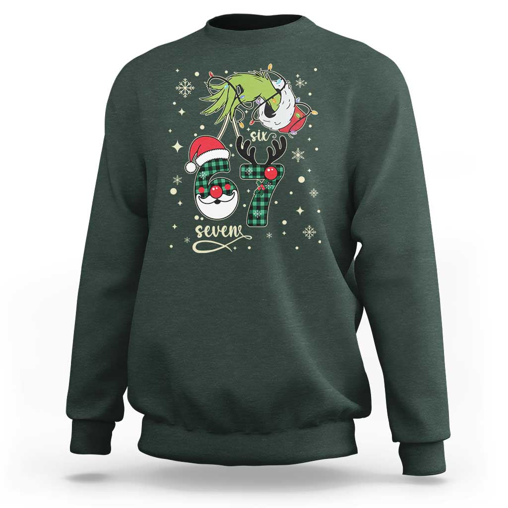 Funny Green Hand Six Seven Meme Sweatshirt Gen Z Alpha Xmas Gift - Wonder Print Shop