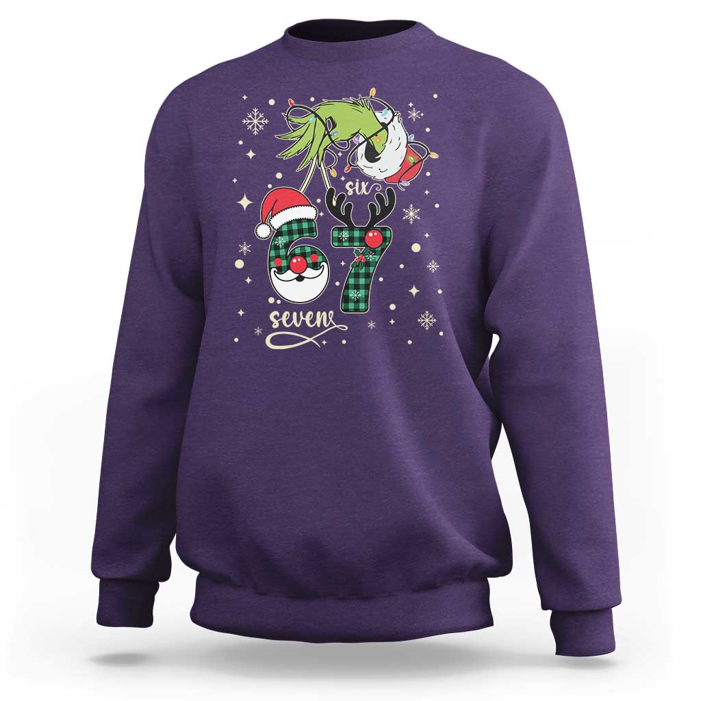 Funny Green Hand Six Seven Meme Sweatshirt Gen Z Alpha Xmas Gift - Wonder Print Shop