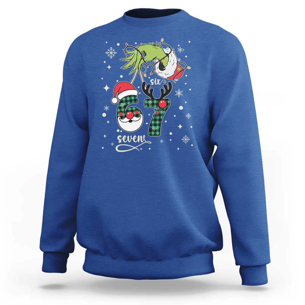 Funny Green Hand Six Seven Meme Sweatshirt Gen Z Alpha Xmas Gift - Wonder Print Shop