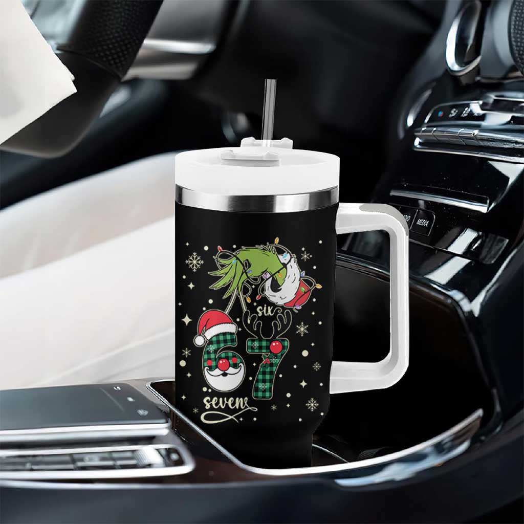 Funny Green Hand Six Seven Meme Tumbler With Handle Gen Z Alpha Xmas Gift - Wonder Print Shop