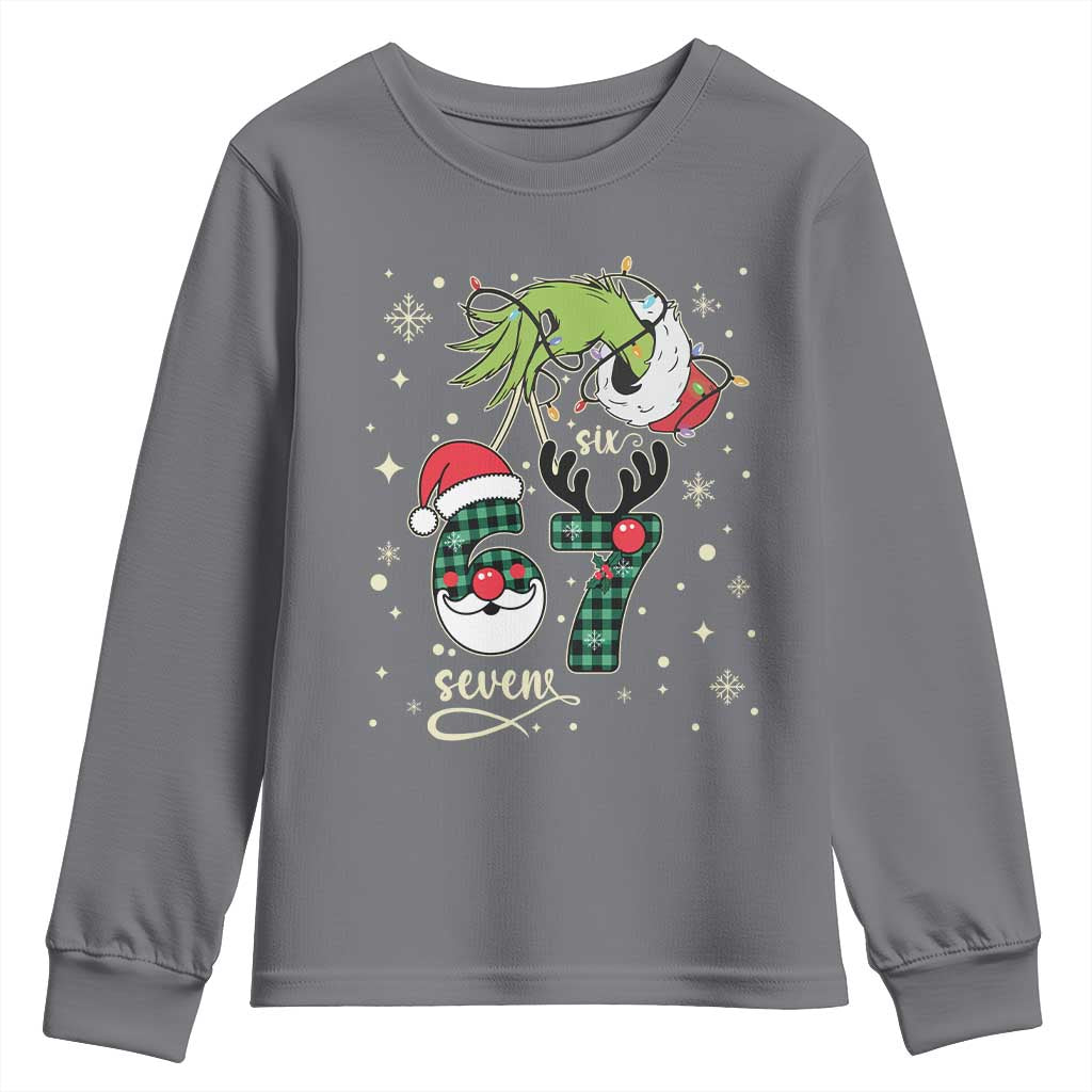 Funny Green Hand Six Seven Meme Youth Sweatshirt Gen Z Alpha Xmas Gift - Wonder Print Shop