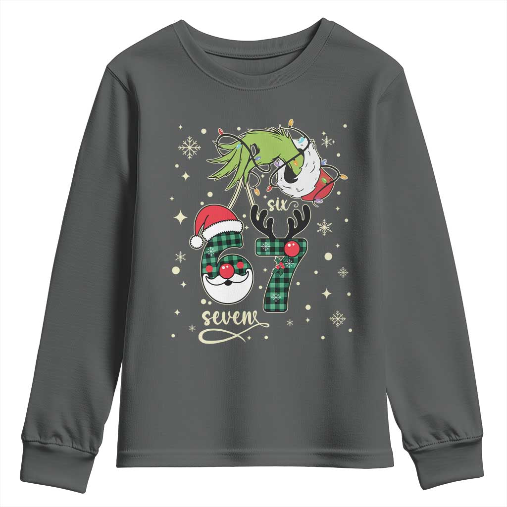 Funny Green Hand Six Seven Meme Youth Sweatshirt Gen Z Alpha Xmas Gift - Wonder Print Shop