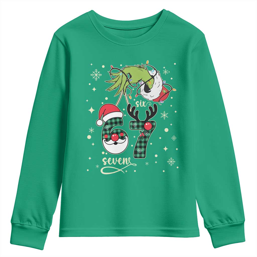 Funny Green Hand Six Seven Meme Youth Sweatshirt Gen Z Alpha Xmas Gift - Wonder Print Shop