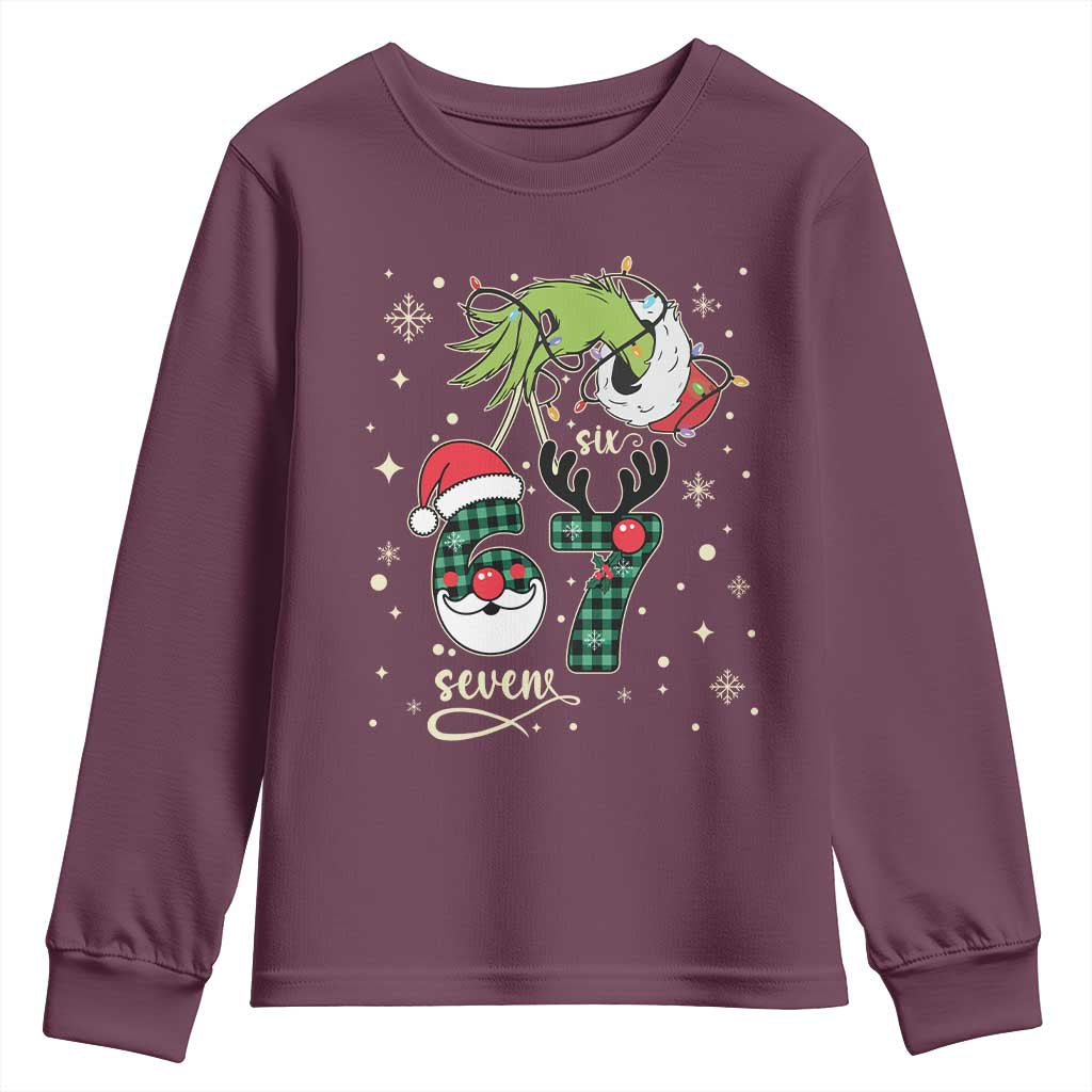 Funny Green Hand Six Seven Meme Youth Sweatshirt Gen Z Alpha Xmas Gift - Wonder Print Shop