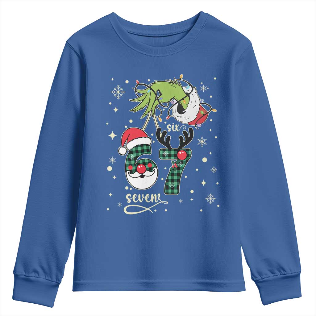 Funny Green Hand Six Seven Meme Youth Sweatshirt Gen Z Alpha Xmas Gift - Wonder Print Shop
