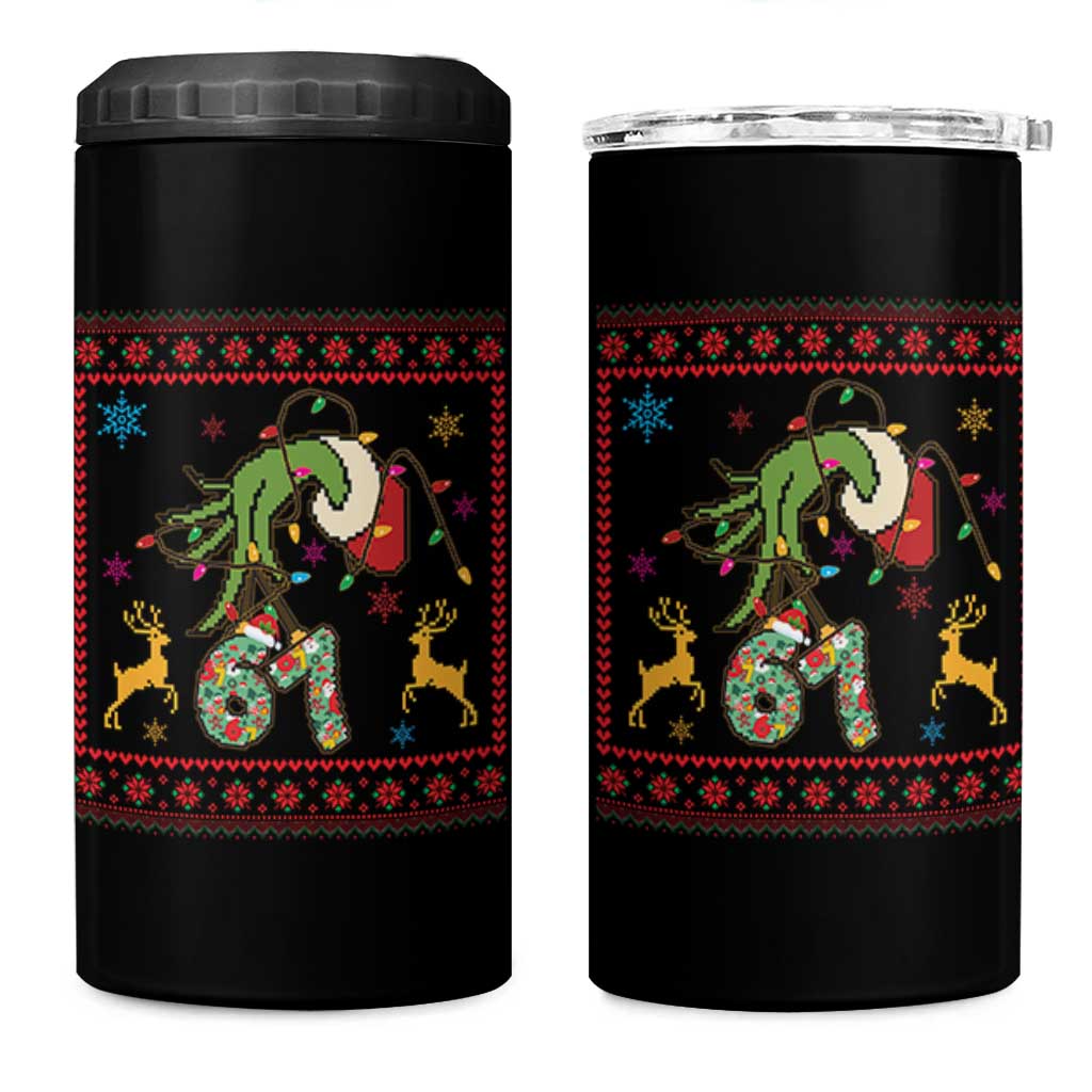 Green Hand 67 Meme Ugly Sweater 4 in 1 Can Cooler Tumbler Funny Holiday Gift - Wonder Print Shop