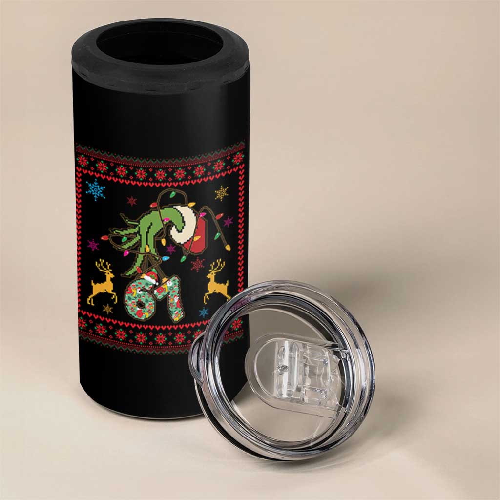 Green Hand 67 Meme Ugly Sweater 4 in 1 Can Cooler Tumbler Funny Holiday Gift - Wonder Print Shop