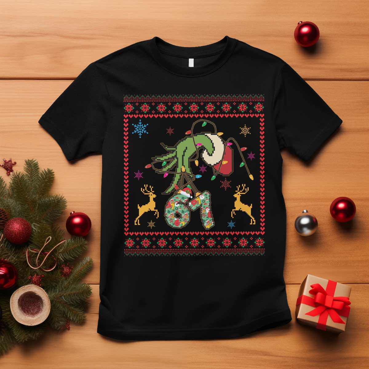Green Hand 67 Meme Ugly Sweater T Shirt Funny Holiday Gift - Wonder Print Shop