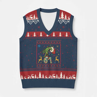Green Hand 67 Meme Ugly Sweater V-Neck Knit Sweater Vest Funny Holiday Gift - Wonder Print Shop